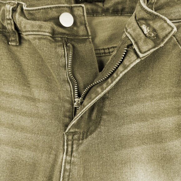 FLAMINGALS Brown Wide Leg Jeans Women’s Size Large Stretch Denim Distressed - Picture 7 of 15